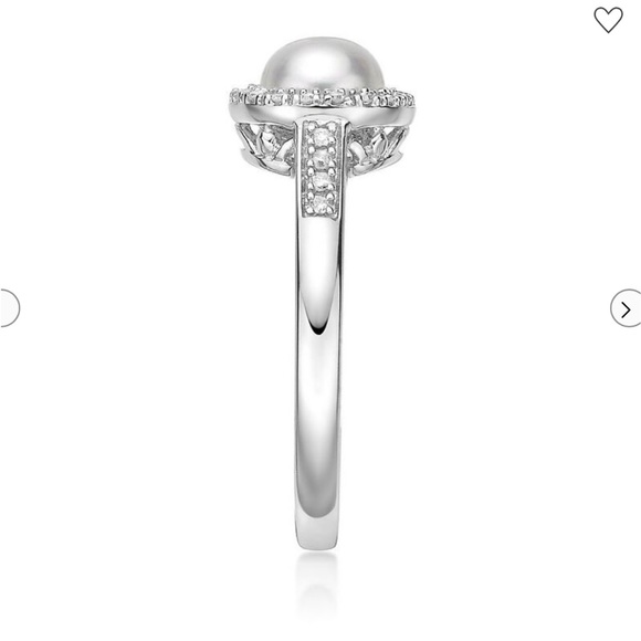 Helzberg freshwater Cultured Pearl & 1/8 ct. tw. Diamond Ring in Sterling Silver - Picture 6 of 8